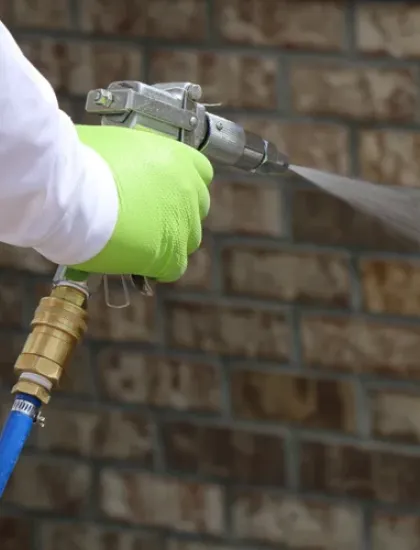 spraying exterior of home for pests